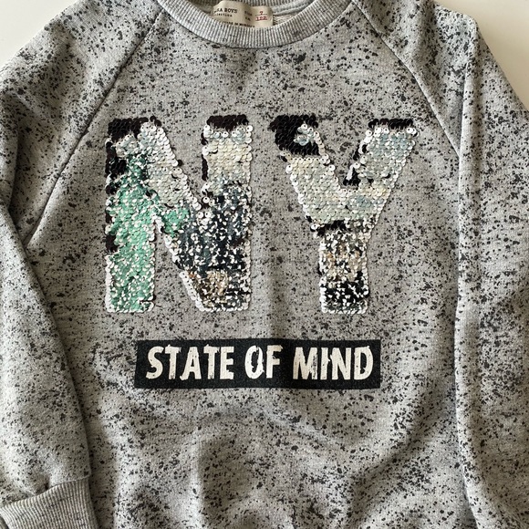 Zara boys sequins NY sweatshirt size 7 - Picture 2 of 4